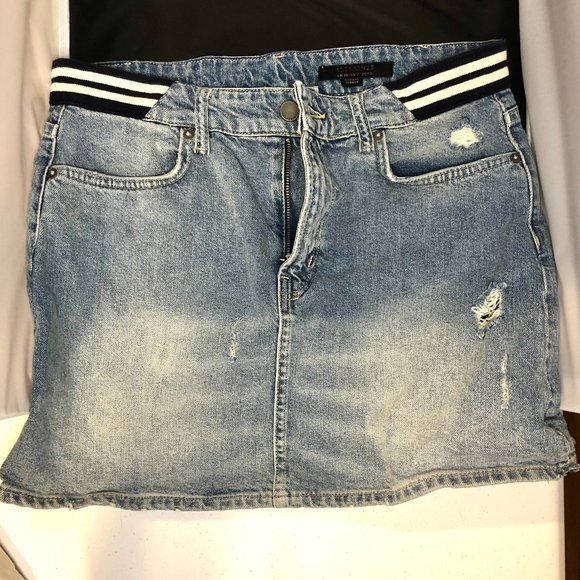 Allsaints Rib Mini Distressed Denim Skirt Jean Skirt Size 6 - Picture 3 of 6